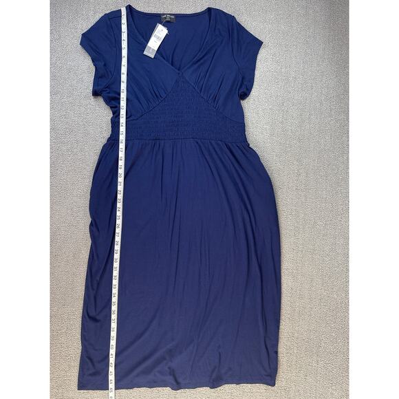NWT Loft Dress Short Sleeve Mini Casual Pockets Smocked Waist Navy Blue 14 / 16 - Picture 6 of 6